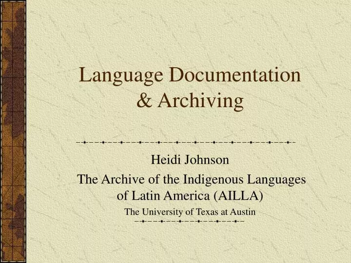 language documentation archiving