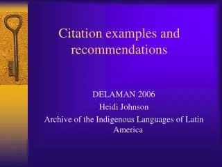 Citation examples and recommendations