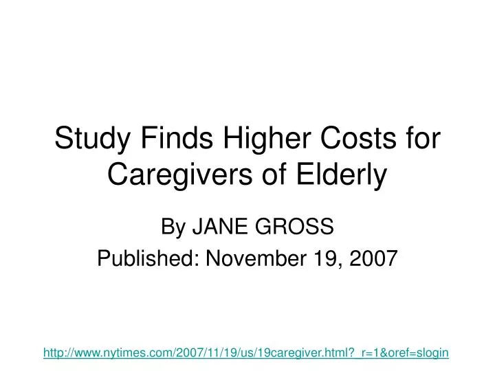 study finds higher costs for caregivers of elderly