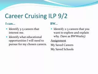 Career Cruising ILP 9/2