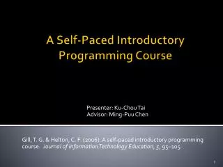 A Self-Paced Introductory Programming Course