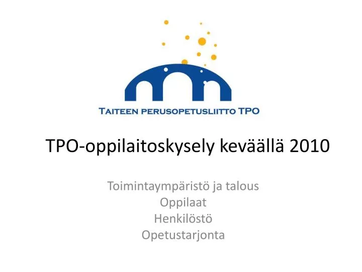 tpo oppilaitoskysely kev ll 2010
