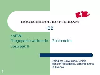 ribpwi toegepaste wiskunde goniometrie lesweek 6