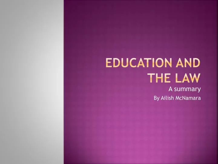 education and the law
