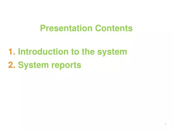 presentation contents