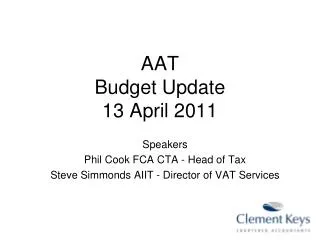 AAT Budget Update 13 April 2011