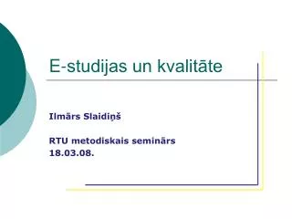 e studijas un kvalit te
