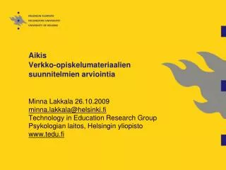aikis verkko opiskelumateriaalien suunnitelmien arviointia