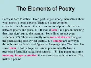 The Elements of Poetry