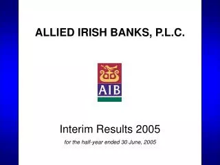ALLIED IRISH BANKS, P.L.C.