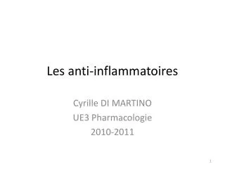les anti inflammatoires