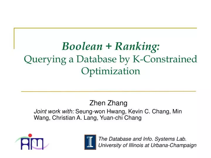 boolean ranking querying a database by k constrained optimization