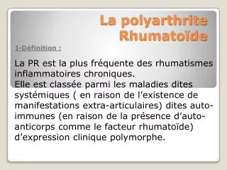 la polyarthrite rhumato de