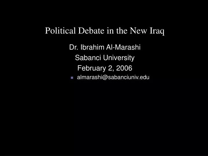 political debate in the new iraq
