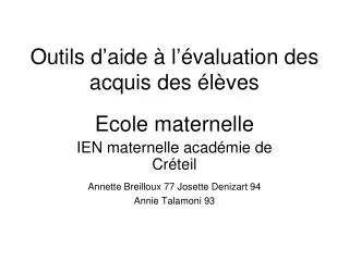 outils d aide l valuation des acquis des l ves