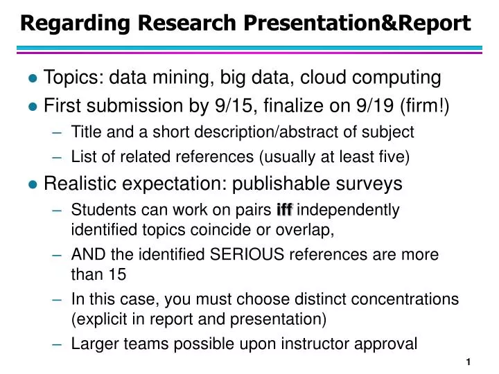 regarding research presentation report