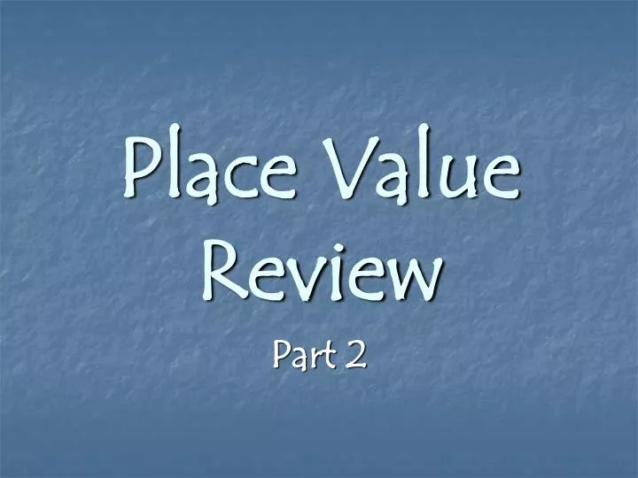 place value review