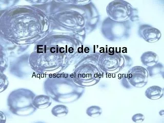 el cicle de l aigua