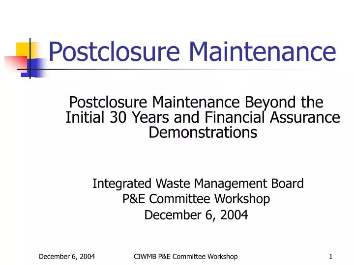 postclosure maintenance