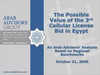The Possible Value of the 3 rd Cellular License Bid in Egypt