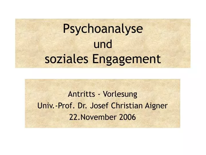 psychoanalyse und soziales engagement