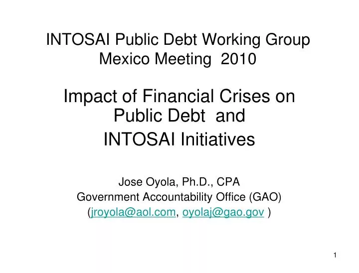 intosai public debt working group mexico meeting 2010