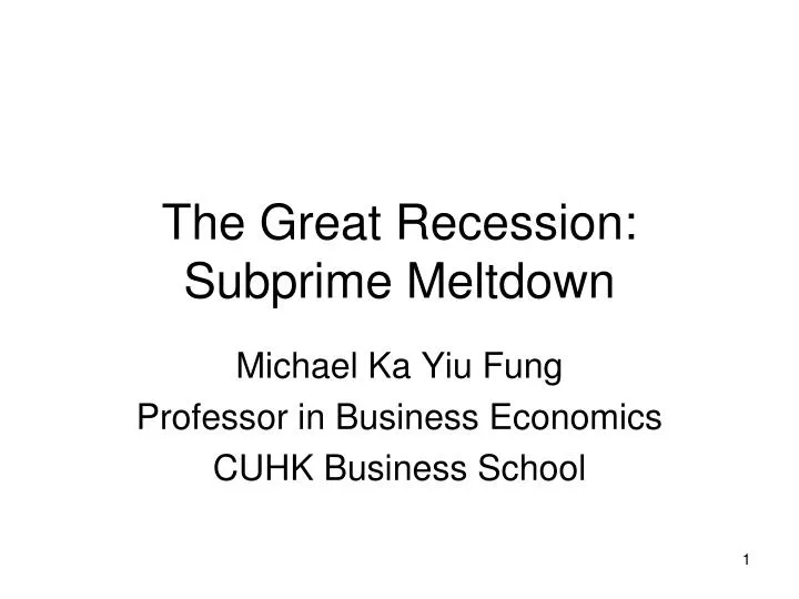 the great recession subprime meltdown