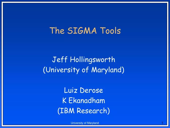 the sigma tools