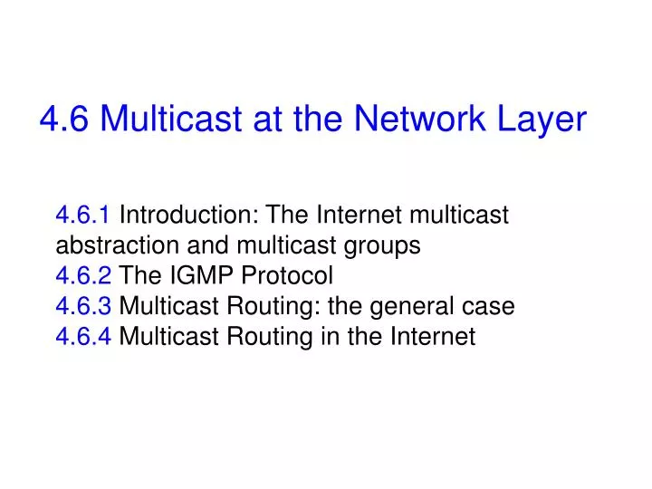 4 6 multicast at the network layer