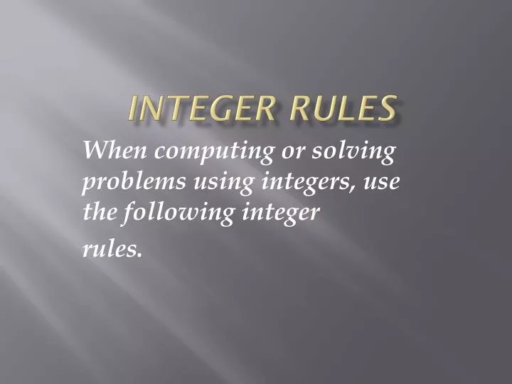 integer rules