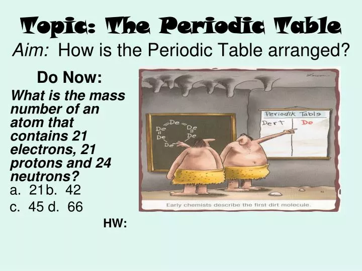 topic the periodic table aim how is the periodic table arranged