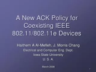 A New ACK Policy for Coexisting IEEE 802.11/802.11e Devices