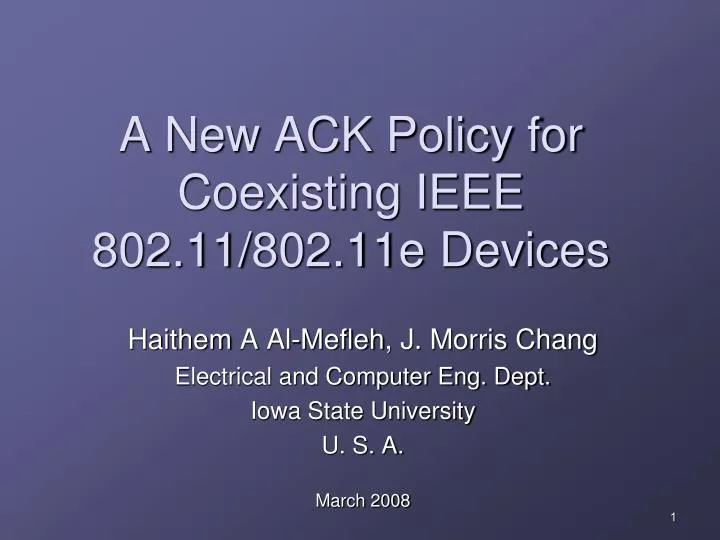 a new ack policy for coexisting ieee 802 11 802 11e devices