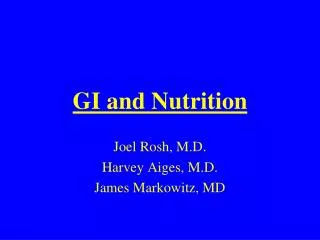 GI and Nutrition