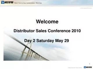 Welcome Distributor Sales Conference 2010 Day 2 Saturday May 29