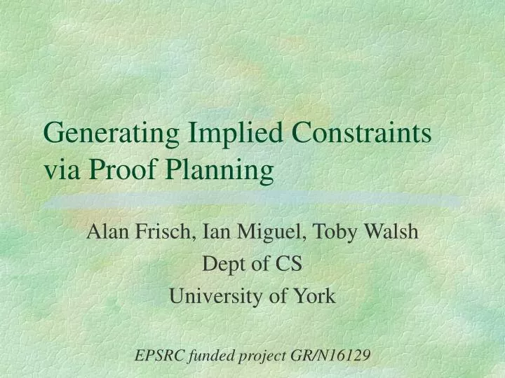 generating implied constraints via proof planning