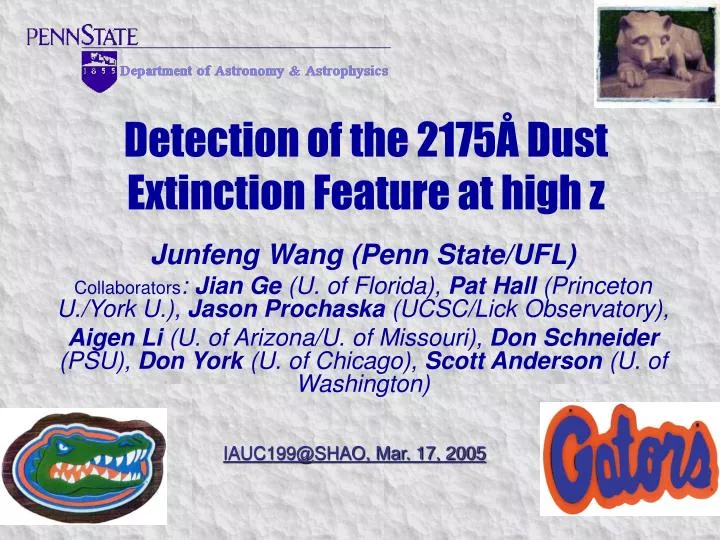 detection of the 2175 dust extinction feature at high z