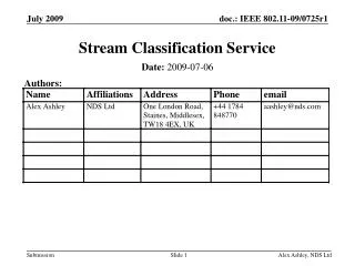 Stream Classification Service
