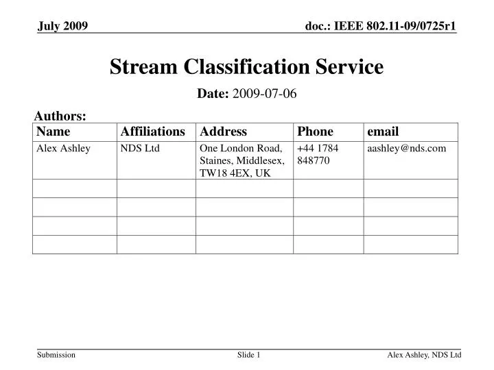 stream classification service