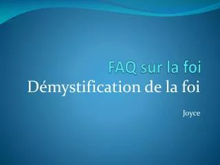 faq sur la foi