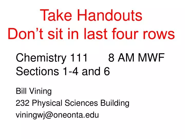 chemistry 111 8 am mwf sections 1 4 and 6