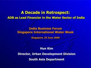 A Decade in Retrospect: ADB as Lead Financier in the Water Sector of India