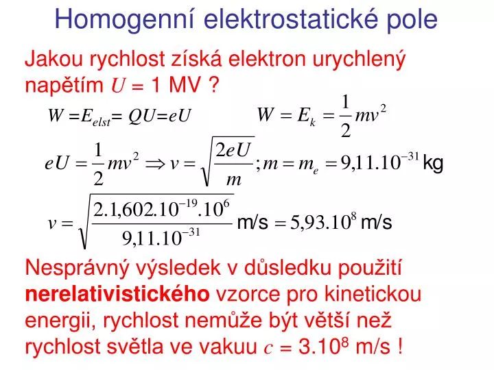 homogenn elektrostatick pole