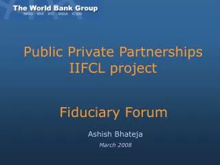 Public Private Partnerships IIFCL project