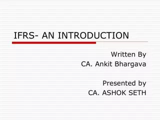 IFRS- AN INTRODUCTION