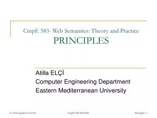 CmpE 583- Web Semantics: Theory and Practice PRINCIPLES