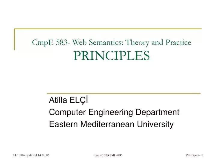 cmpe 583 web semantics theory and practice principles