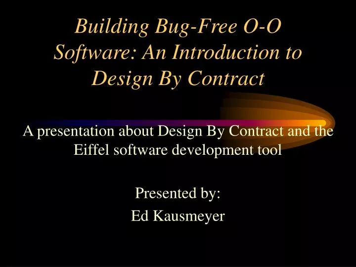 building bug free o o software an introduction to design by contract