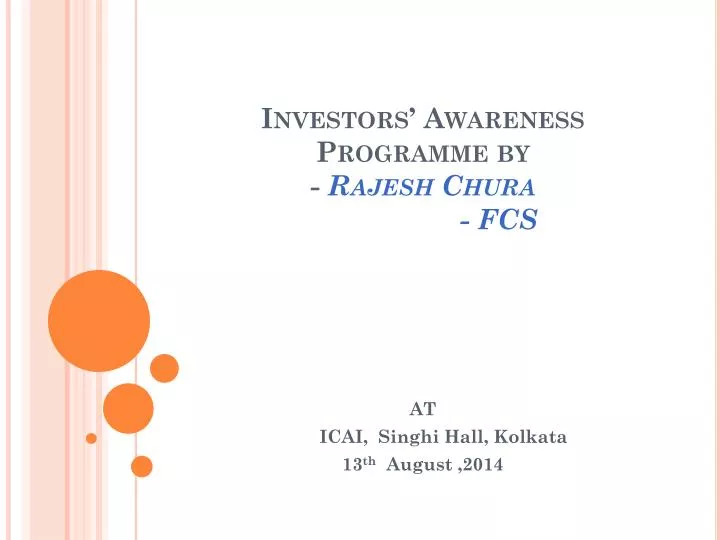 investors awareness programme by rajesh chura fcs
