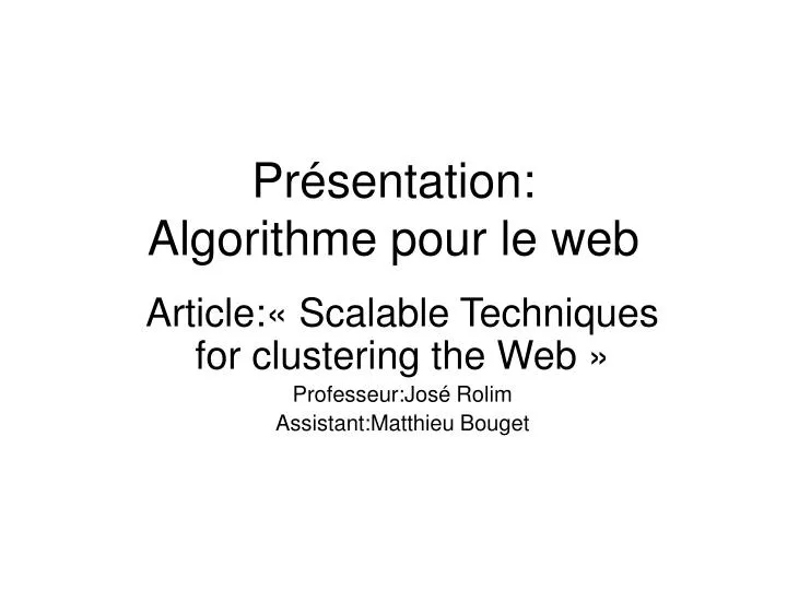 pr sentation algorithme pour le web